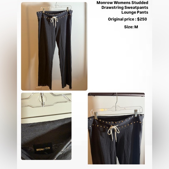 Monrow Black Studded Lounge Pants - Picture 1 of 1